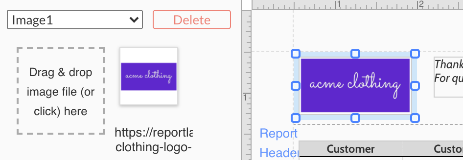 An image element in the ReportLayer designer